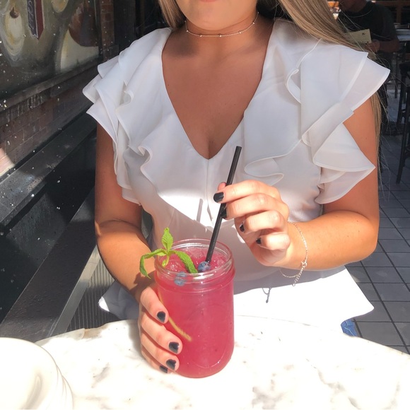 Elegant White Ruffle Top - Picture 5 of 5